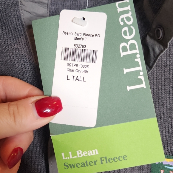 NWT L.L.Bean Grey Sweater Fleece Pullover Mens Size Large Tall - Picture 5 of 16